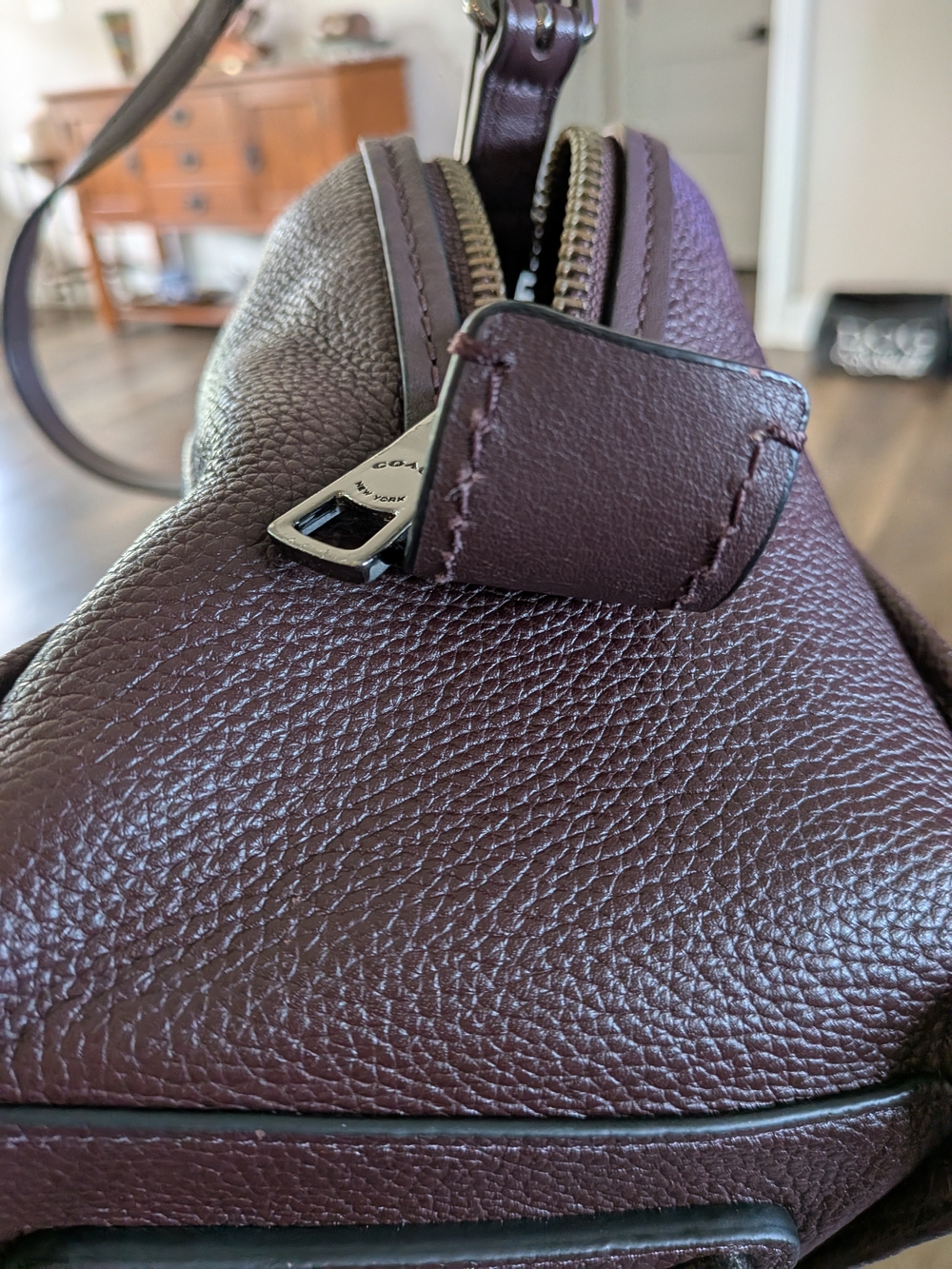 Coach Dreamer 36 Satchel Oxblood Pebbled Leather Gunmetal HW Rare + Dust Bag - Picture 6 of 9